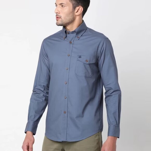 NEW BROOKS BROTHERS Brushed Twill Solid Shirt blue for men 362mn - Picture 1 of 10